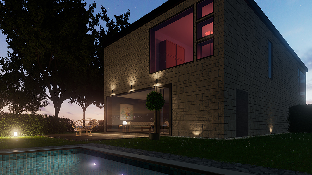 House with Pool by night (R25 Redshift)